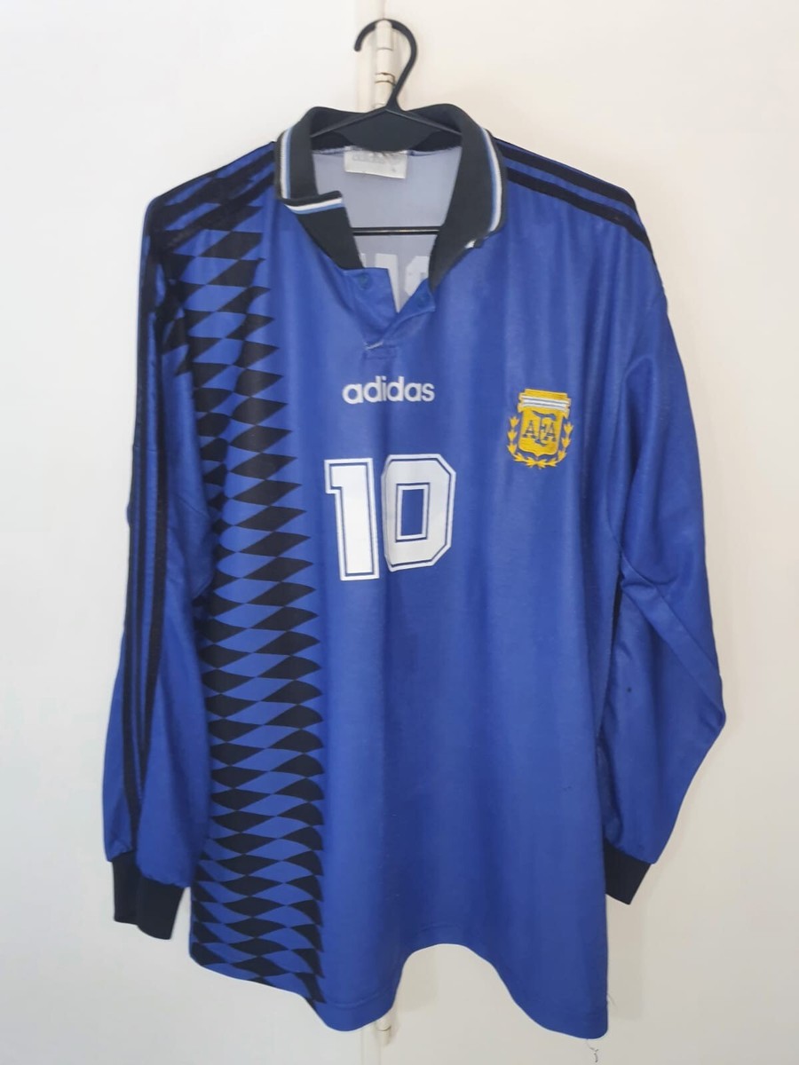 ARGENTINA NATIONAL TEAM 1994 AWAY FOOTBALL SHIRT 10 MARADONA LONG