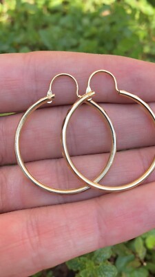 Hoop Earrings 2x2 Womens 14K Gold Filled Aretes de Oro Laminado Mujeres