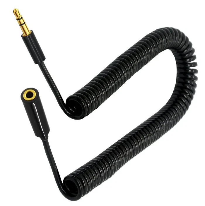 3.5mm 3 Pole Male to 3.5mm Female Coiled Stereo Aux Audio Extension Cable - 3m - Image 4 of 4