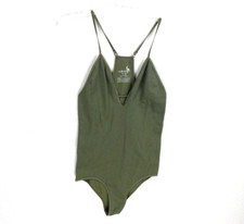 Intimately Free People Women's M L Bodysuit Move Along Cutout Ribbed Green