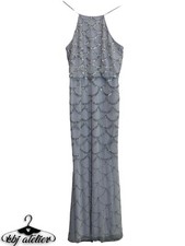 Adrianna Papell Beaded Formal Gown Women 14 Evening Dress Halter Blouson Sequin