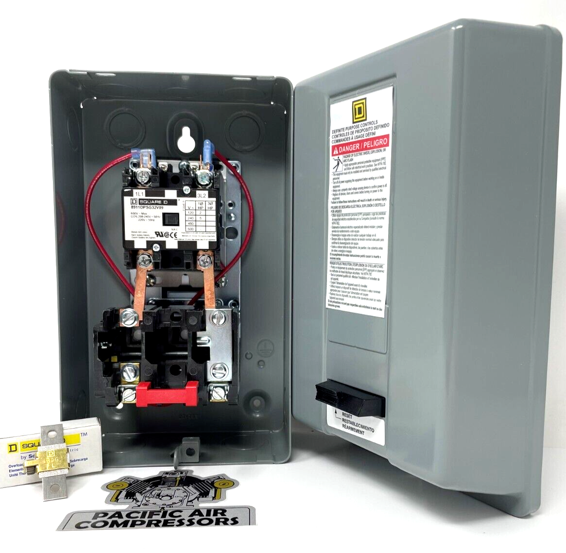 SQUARE D AIR COMPRESSOR MAGNETIC STARTER 5HP SINGLE PHASE 208-240