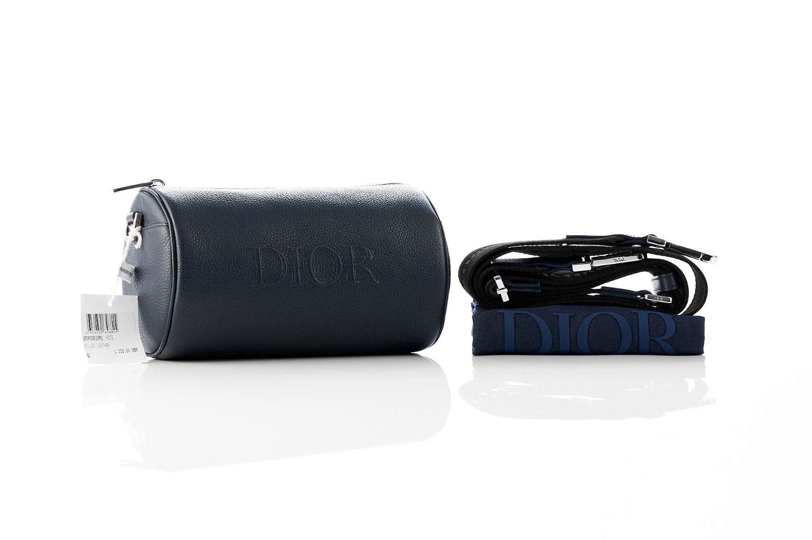 Dior   Sac à roulettes   Bandoulière Messenger Cuir Marine   Sangle Tissu   Neuf & étiquette