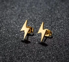 2 Pairs  Lightning Bolt Thunder Earrings Stainless Steel Hypoallergenic