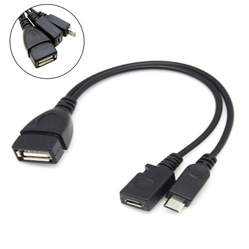 Usb One cent two Port Adapter OTG Cable For Mobile Tablet External Power Supply - Afbeelding 2 van 8