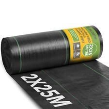 BLOSTM Woven Weed Control Membrane Fabric Sheet Grass Ground Garden Cover 2x25M
