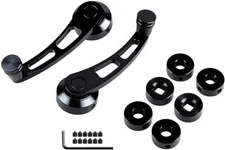 Black Billet Aluminum Window Handle, Crank Kit Set of 2 Chevy Ford Mopar 4.25"