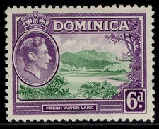 DOMINICA GVI SG105, 6d emerald green & violet, M MINT.