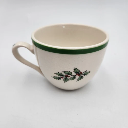 Vintage Spode England Christmas Tree 7oz Mug Cup Green Rim S3324-A8