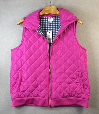 NWT Crown & Ivy Hip Pink Vest Women s Size XL Barbie Quilted Hot Clueless Gold