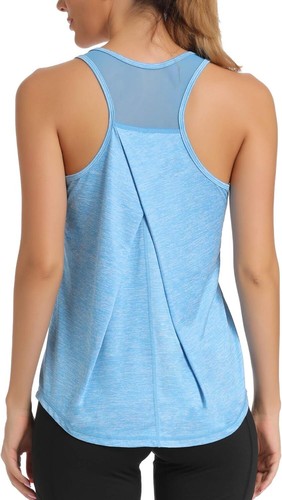 Womens Workout Tops for Women Racerback Tank Tops Mesh Yoga Shirts Athletic Tank - Picture 7 of 46