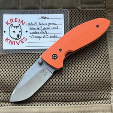 Tom Krein Knives Alpha Liner Lock Nitro V Hollow Grind Orange G10 BRNLY Case EDC