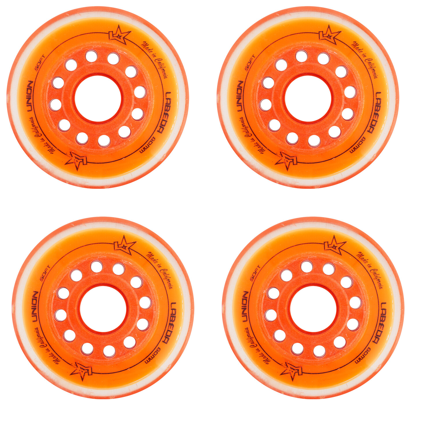 Labeda Inline Roller Hockey Skate Wheels Union Orange 80mm Set of 4