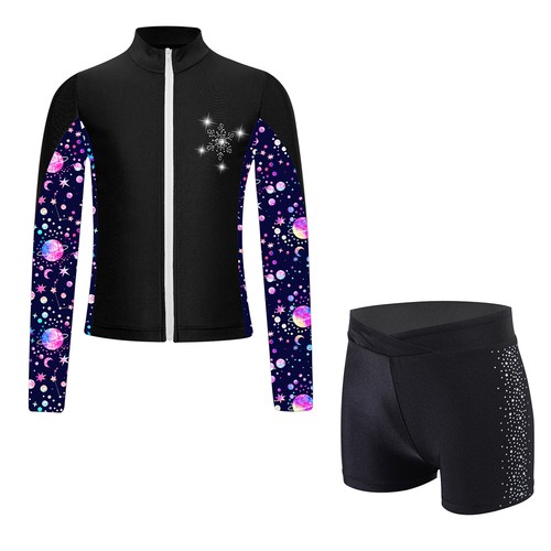 Kids Girls Sports Suit Figure Skating Sportswear Dance Activewear Dancing Yoga - Picture 11 of 32