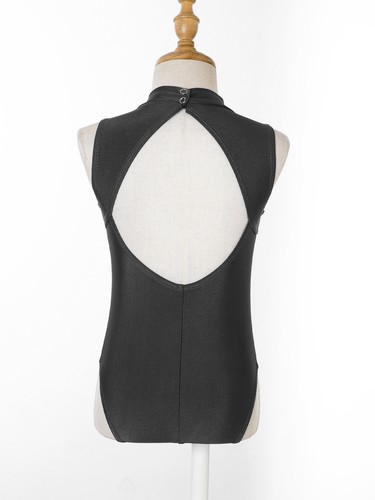 Kids Girls Ballet Dance Leotard Sleeveless Mock Neck Gym Athletic Bodysuit - Picture 16 of 53
