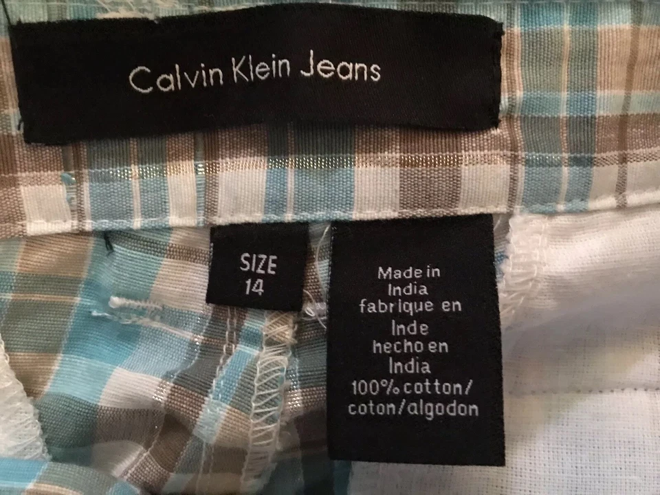 Pantalones Cortos a Cuadros Calvin Klein Jeans Niña Algodón Aqua y Marrón Talla 14 Nuevos con Etiquetas Foto 3 de 3