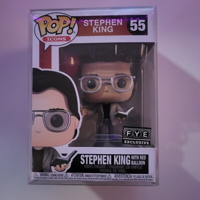 FUNKO POP ICONS STEPHEN KING WITH RED BALLOON  # 55 EXCLUSIVE FYE w/Protector!
