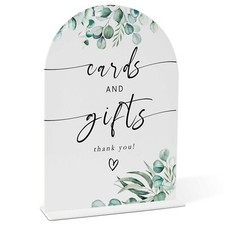 Greenery Cards and Gifts Sign, 8 x 11 Inch White Arch Acrylic Wedding Sign wi...