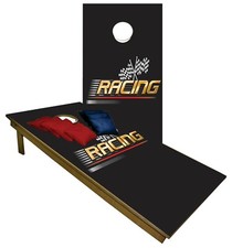 CORNHOLE BEANBAG TOSS GAME w Bags Game Board NASCAR Fans Racing Black Set