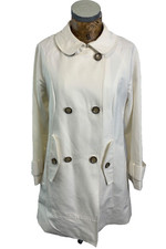 Marks & Spencer Trench Coat Mac Jacket 8 White Peter Pan Collar Double Breasted