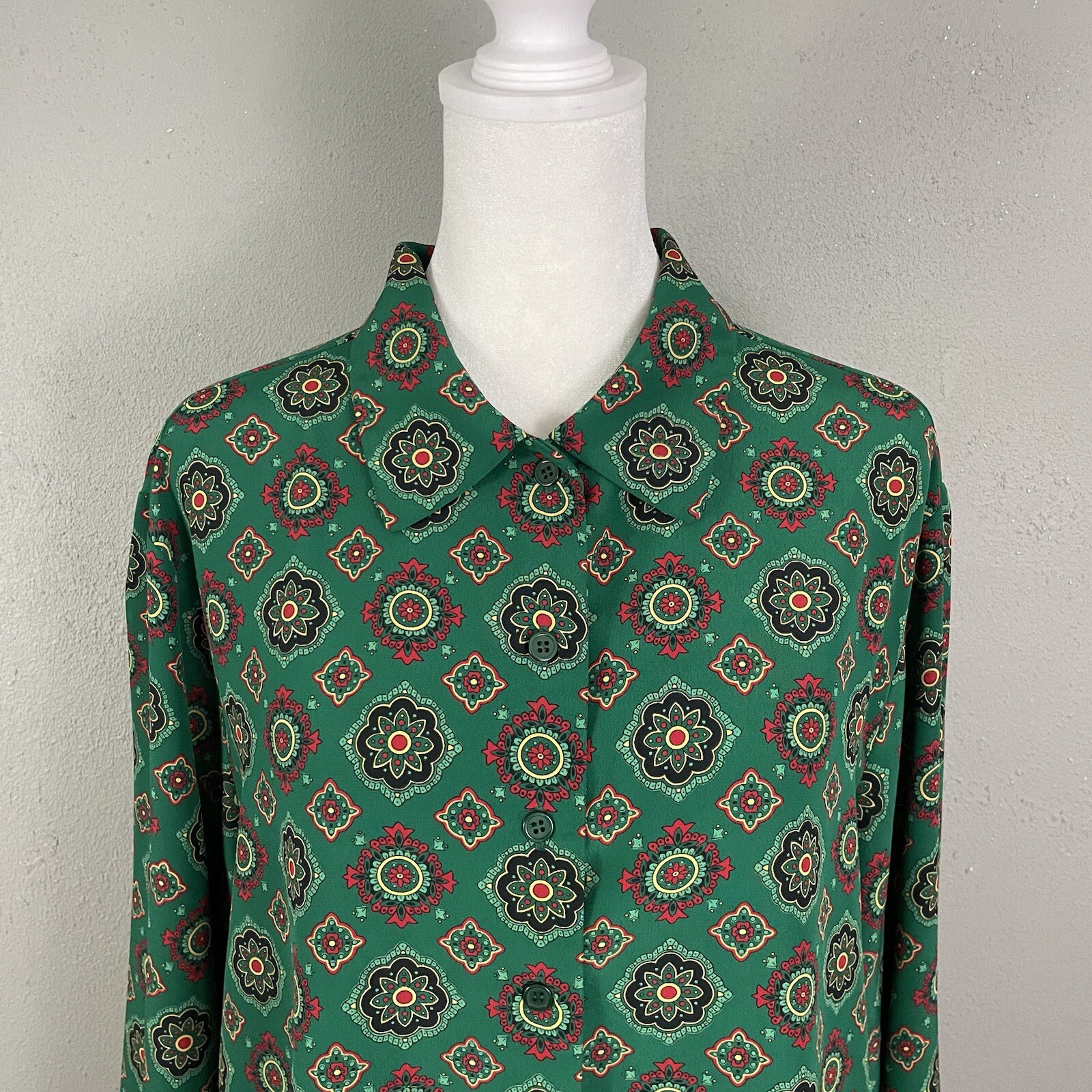 Pendleton Vintage Blouse Size 12 Button Front Gre… - image 2