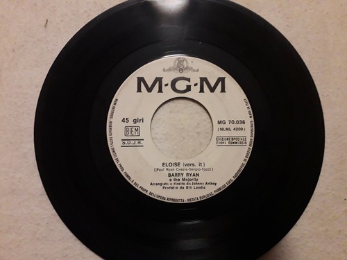 45 GIRI JUKE BOX "BERRY RYAN ( ELOISE )- BERRY RYAN GOODBYE) MG 70.036 VG - Picture 2 of 2