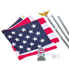 US American Flag Kit with 6 Foot Steel Pole and Bracket Poly Cotton 3 Ft x 5 Ft