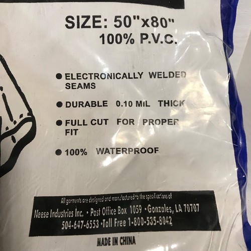 Neese Blue Rainwear Poncho 50x80 100% PVC Electronically Welded Seams Full Cut - Picture 3 of 4