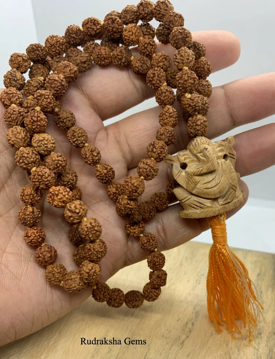 RUDRAKSHA MALA RUDRAKSH JAPA MALA 108 1 GANESHA GURU BEAD YOGA HINDU MEDITATION