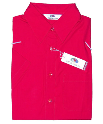Fruit of the Loom Bluse lang XXL rot Easy Care Lady-Fit Poplin Shirt Damen Hemd