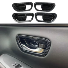 Carbon Fiber Style Interior Door Handle Bowl Cover Trim For Honda Pilot 2023+