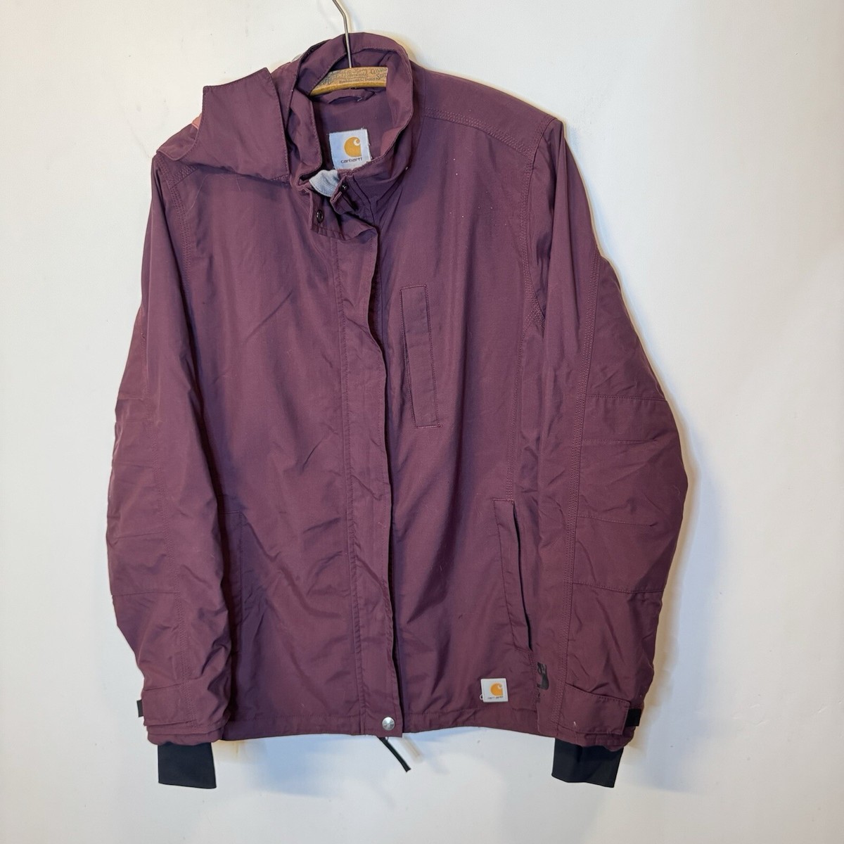 Carhartt Jacket Womens Small L Black Storm Defender Waterproof Coat w/ HOOD