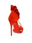 100% AUTH NEW WOMEN LOUBOUTIN COLANKLE 120 RUFFLED SUEDE HEEL/SANDALS US 9 — photo 5