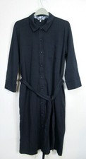 Laura Ashley Womens Jersey Shirt Dress Navy Size 10 - New