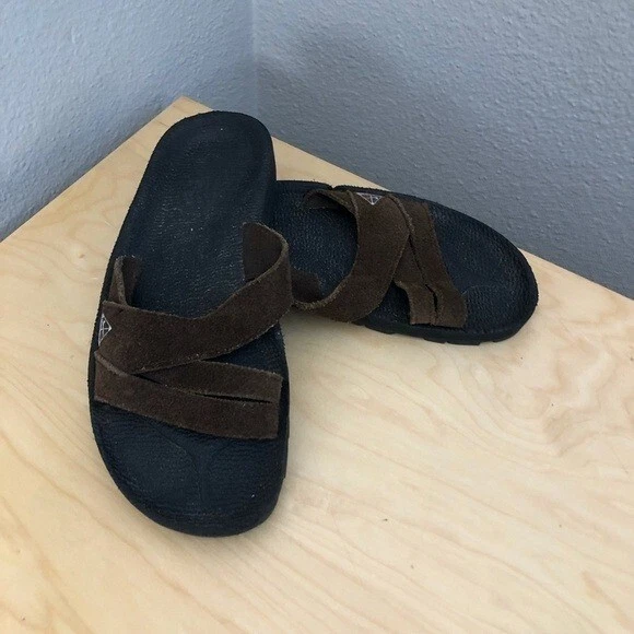 Sandali vintage Nike ACG in pelle da donna US 5 marroni neri grossi Y2K anni 90