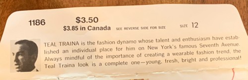 1960s VOGUE AMERICANA MOD DRESS PATTERN 1186 TEAL TRAINA SZ12 UNCUT - Picture 9 of 9