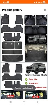 Floor Mats and Trunk Mat Fit for 2025 2026 Nissan Armada 8-Seat,All Weather P