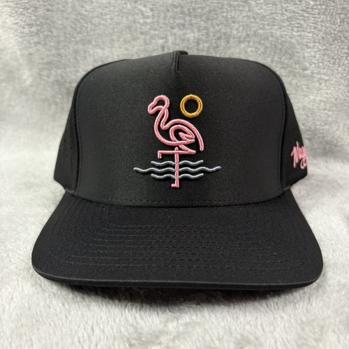 Waggle Flamingo Bay Golf Hat Cap OG Snapback Black Pink Embroidered Flamingo B - Picture 1 of 6