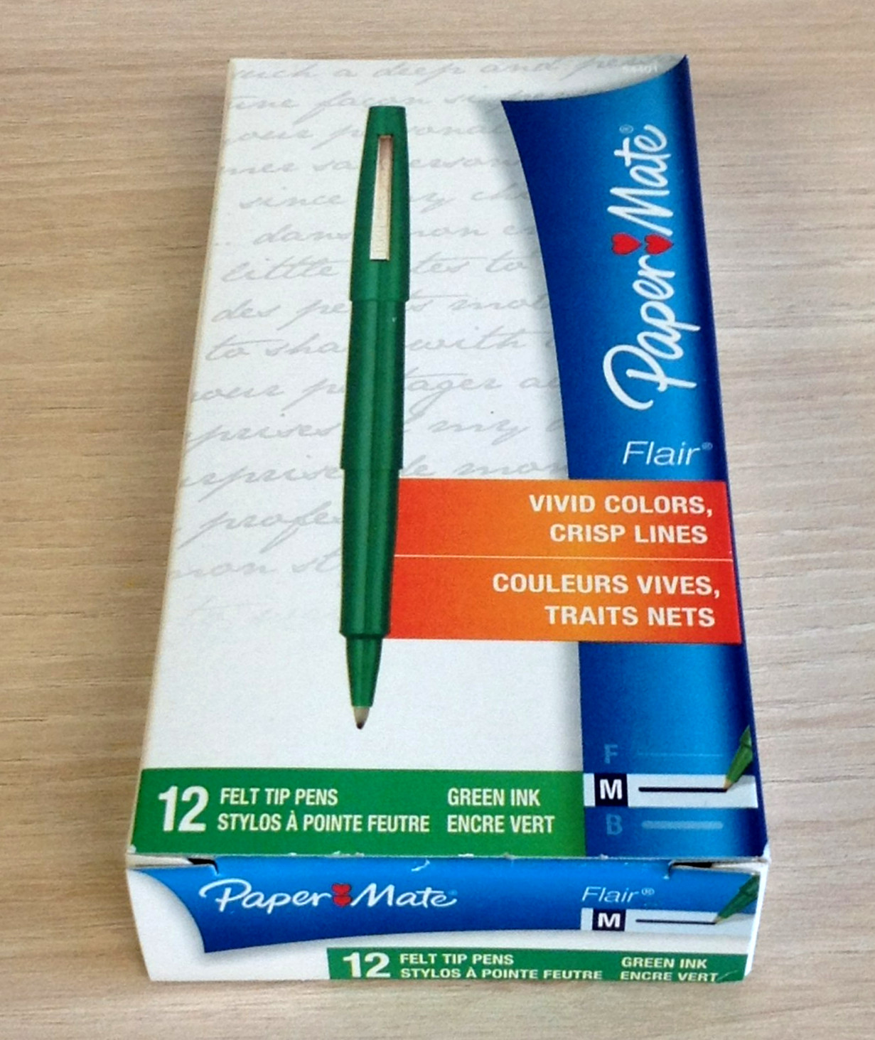 Box of 12 Paper Mate Flair Felt Tip Pens GREEN 0.7mm Medium Point 8440152 NEW