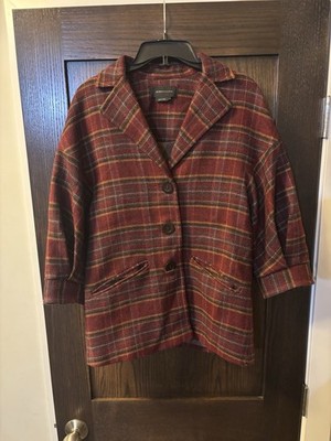BCBG Max Azria Women s Wool Car Coat, Size M, Plaid