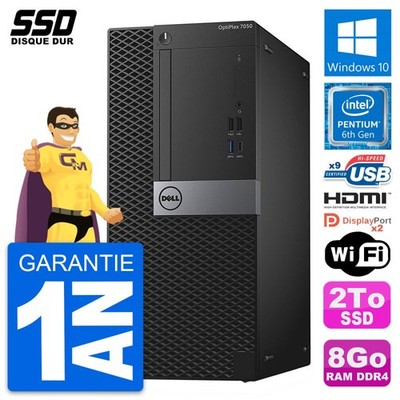PC tour DELL OptiPlex 7050 Pentium G4400 RAM 8Go SSD 2To HDMI Windows 10 Wifi