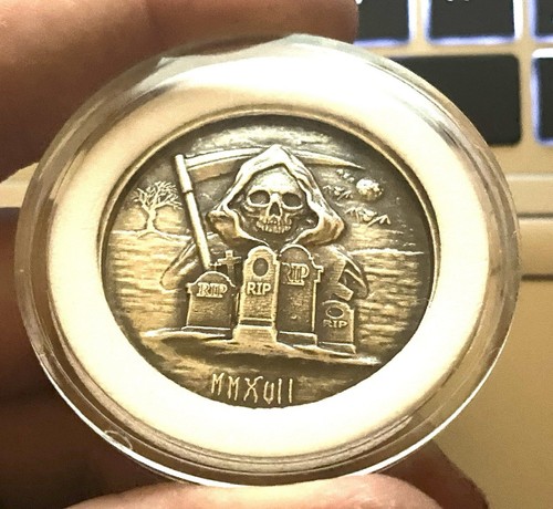 2017 MMXVII The Grim Reaper 1oz .999 Antiqued Fine Silver Round-10,000 minted! - Picture 2 of 7