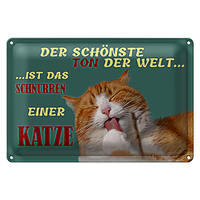 Blechschild Spruch 30X20Cm SchöNste Ton Ist Katzenschnurren