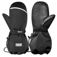 Kids Mittens Waterproof Winter Ski Warm Sherpa Lined Long Cuff with String B...