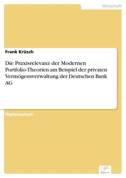 Frank KrüSch | Die Praxisrelevanz Der Modernen Portfolio-Theorien Am Beispiel...-image