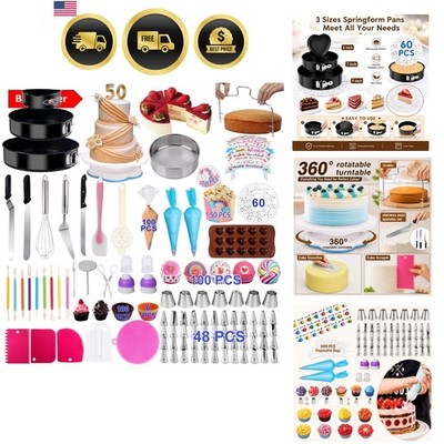 Cake Decorating Kits 567 PCS Baking Set with Springform Pans Set, Rotating Tu...