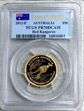 2012 P GOLD AUSTRALIA 500 MINTED 1/2oz KANGAROO PCGS PROOF 70 DCAM FIRST STRIKE 5710.00 per troy oz