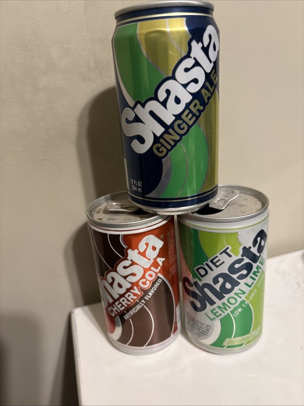 Shasta Soda Cans Ginger Ale Cherry Cola Lemon Lime 