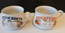 Vintage Recipe Soup Mugs Bowls Scotch Broth Chicken Soup