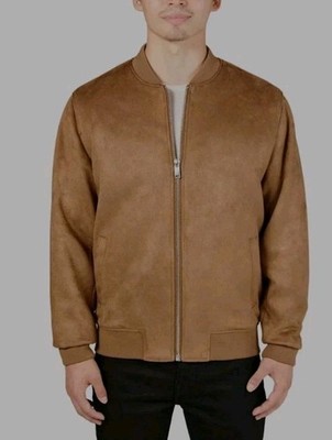 INFINITY LINEARFLEX MEN'S FAUX SUEDE BOMBER JACKET, FULLY LINED.